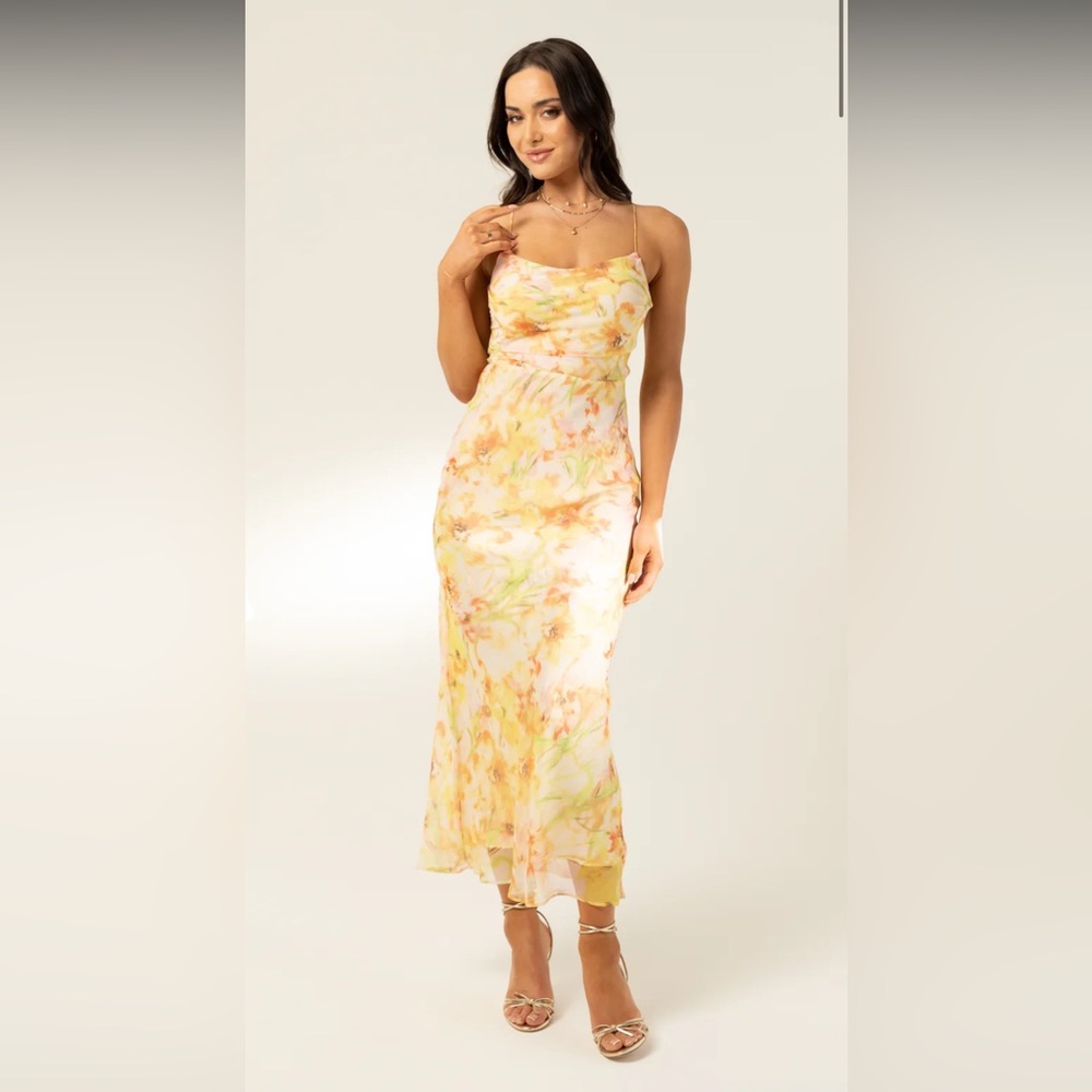 Yellow Floral Midi Dress
